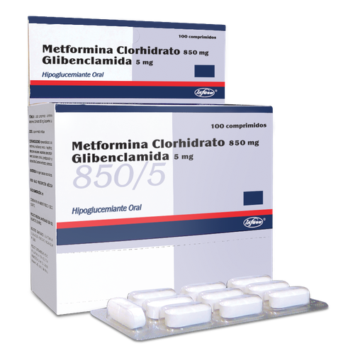 [912] Metformina 850mg+Glibenclamida 5mg Tabletas Infasa 